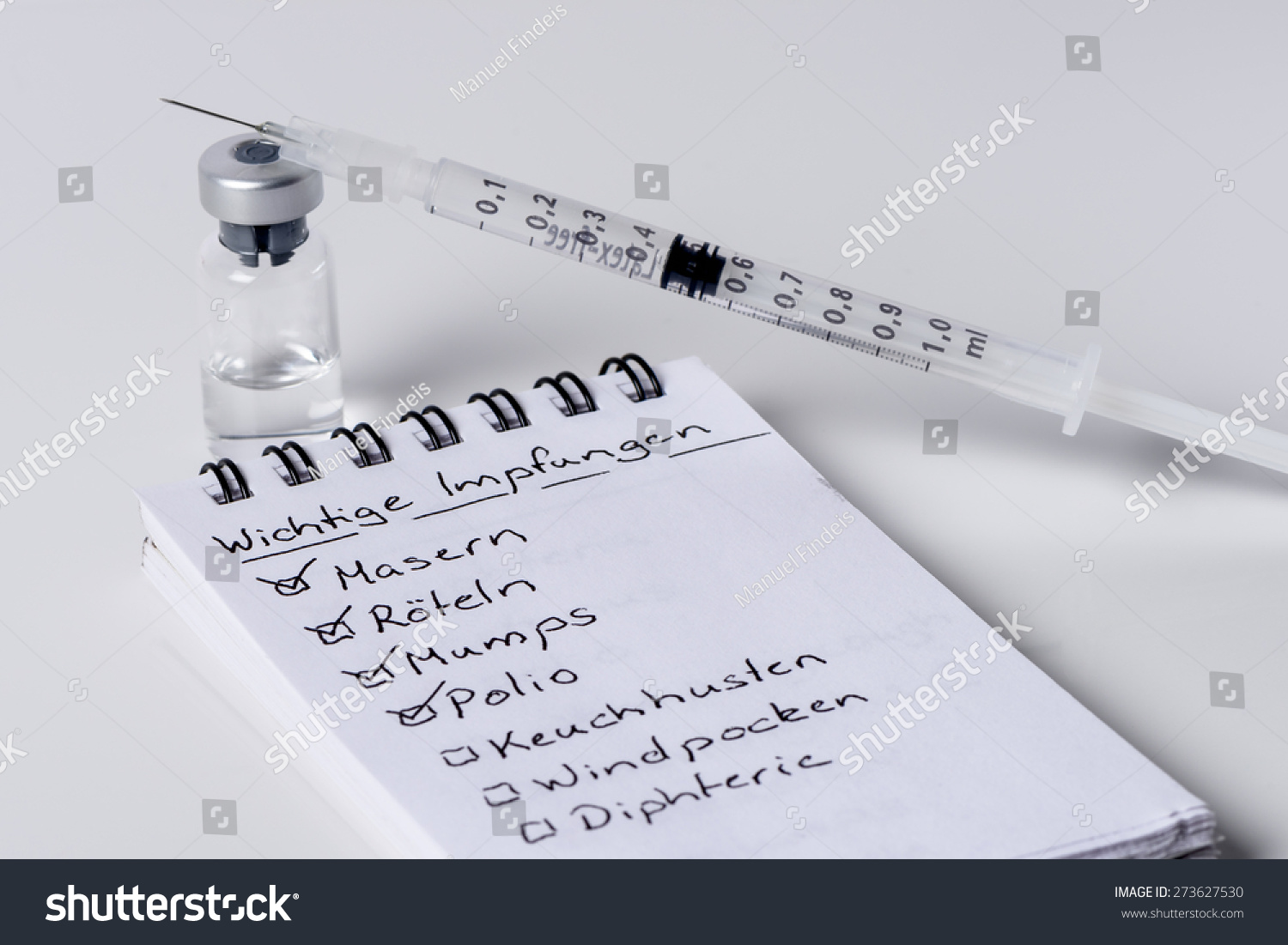 Immunization, vaccination checklist with syringe