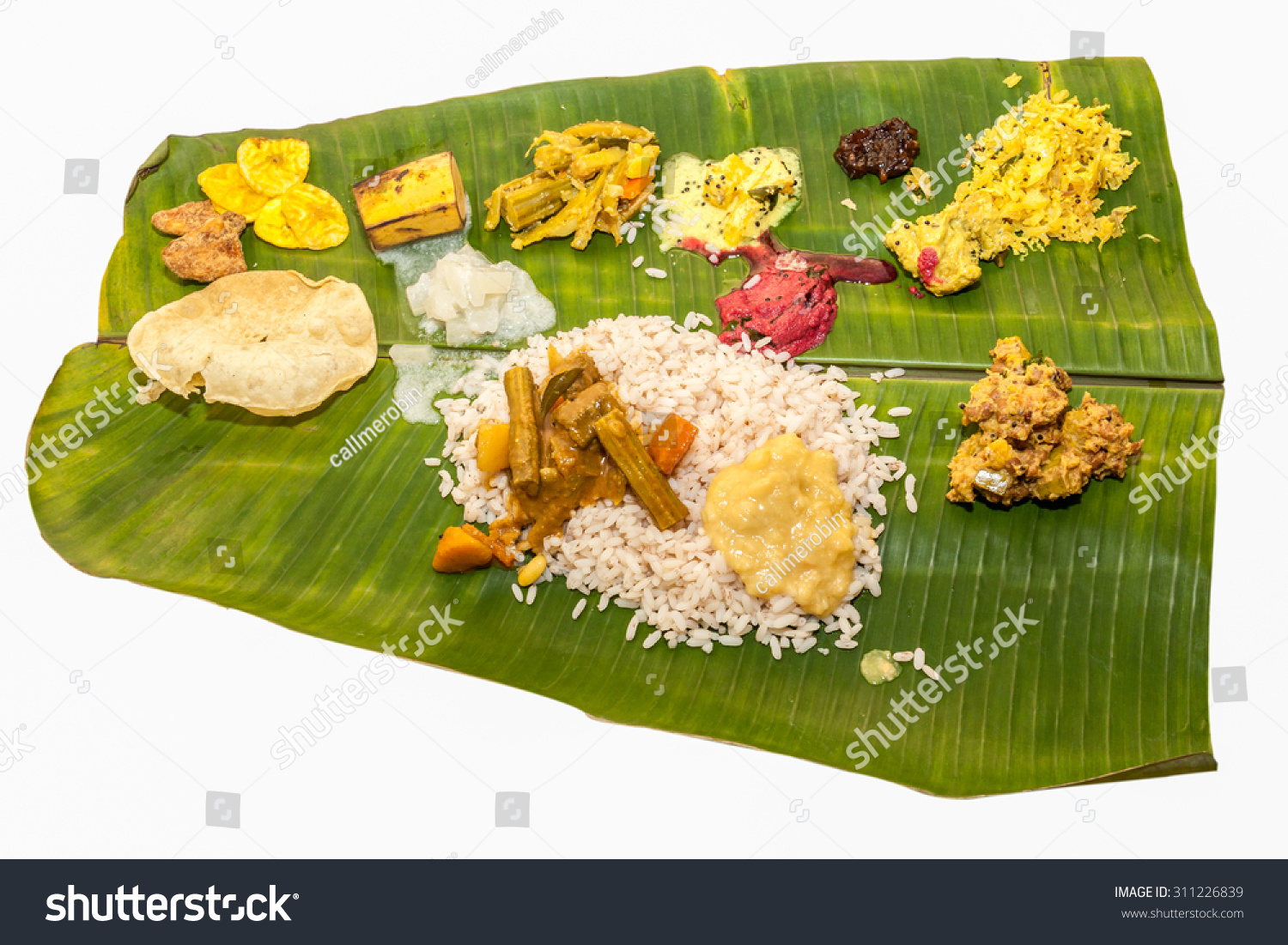 阿南Sadhya喀拉拉邦素食午餐上香蕉叶子值此