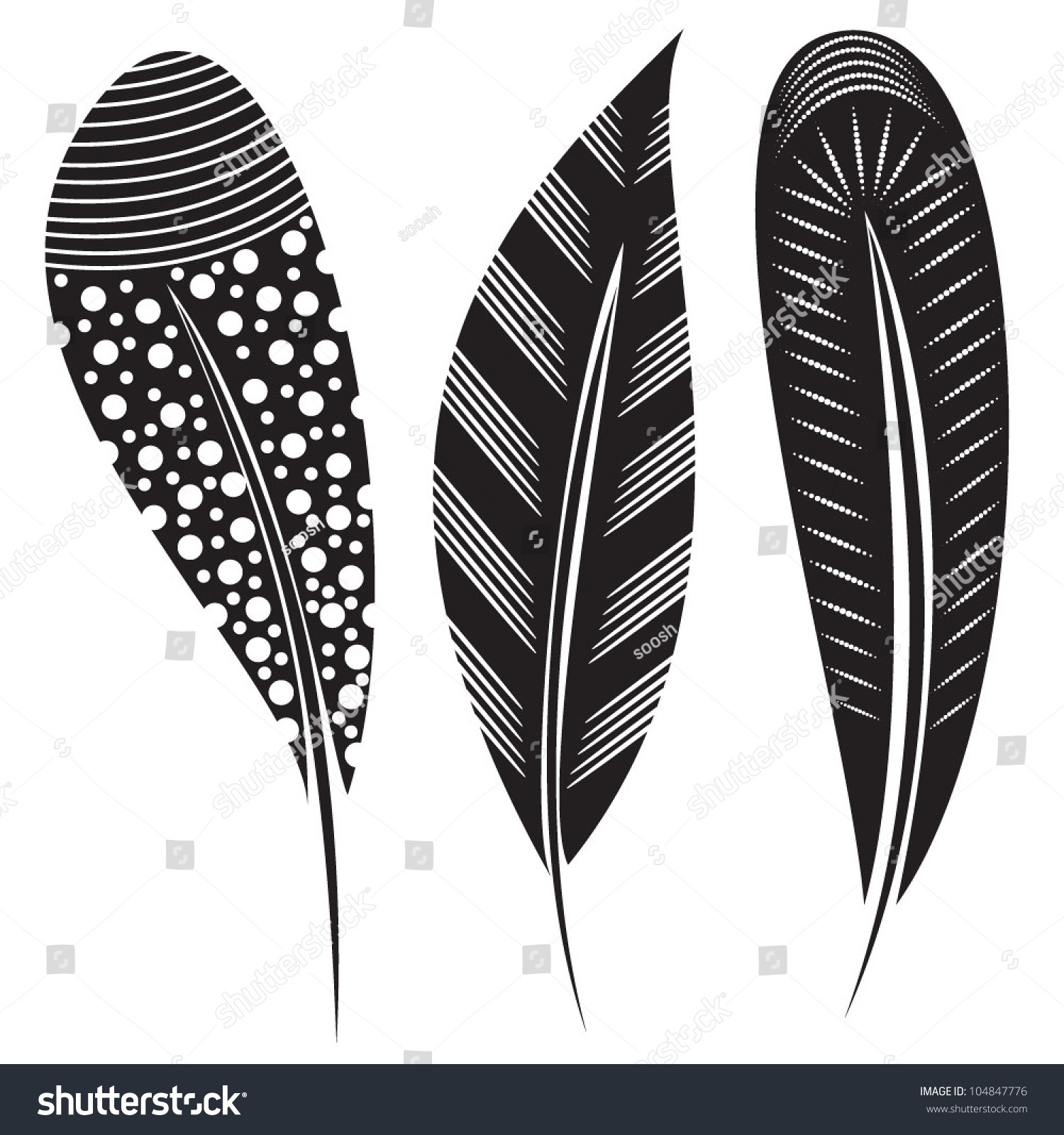 带有种族装饰的羽毛的矢量插图-在黑白相间的-艺术,其它-海洛创意