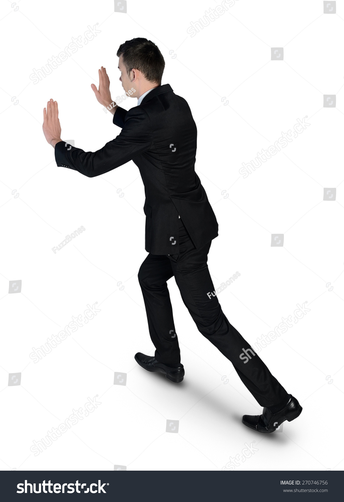 预览大图  孤立的商业人推东西 原标题 isolated business man push