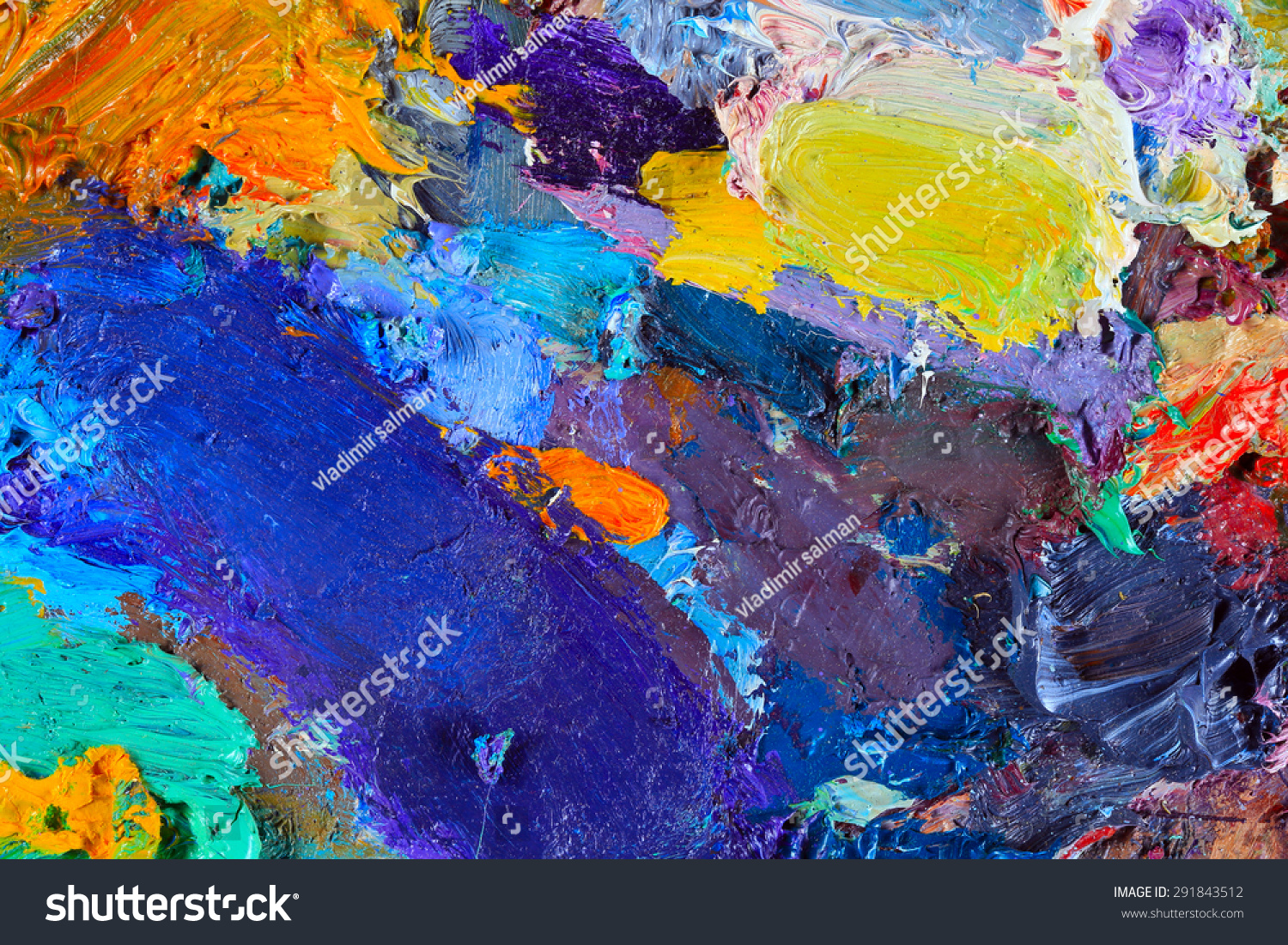 请登录 | 原标题 macro artists palette, texture mixed oil paints