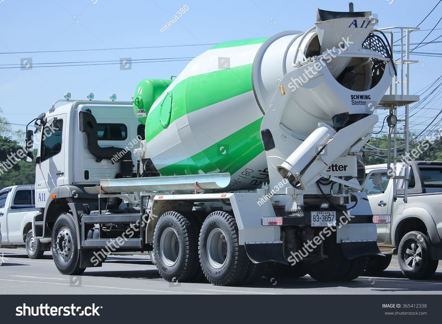 chiangmai, thailand -november 17 2015: cement truck of anukul